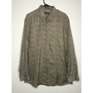 Jhane Barnes Multicolor Brown Long Sleeve Shirt XL Woven Abstract